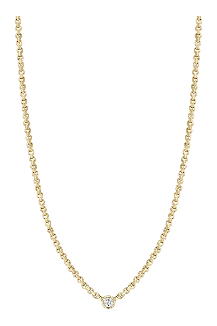 Zoe Chicco 14k Floating Diamond Small Box Chain Necklace in Yellow Gold