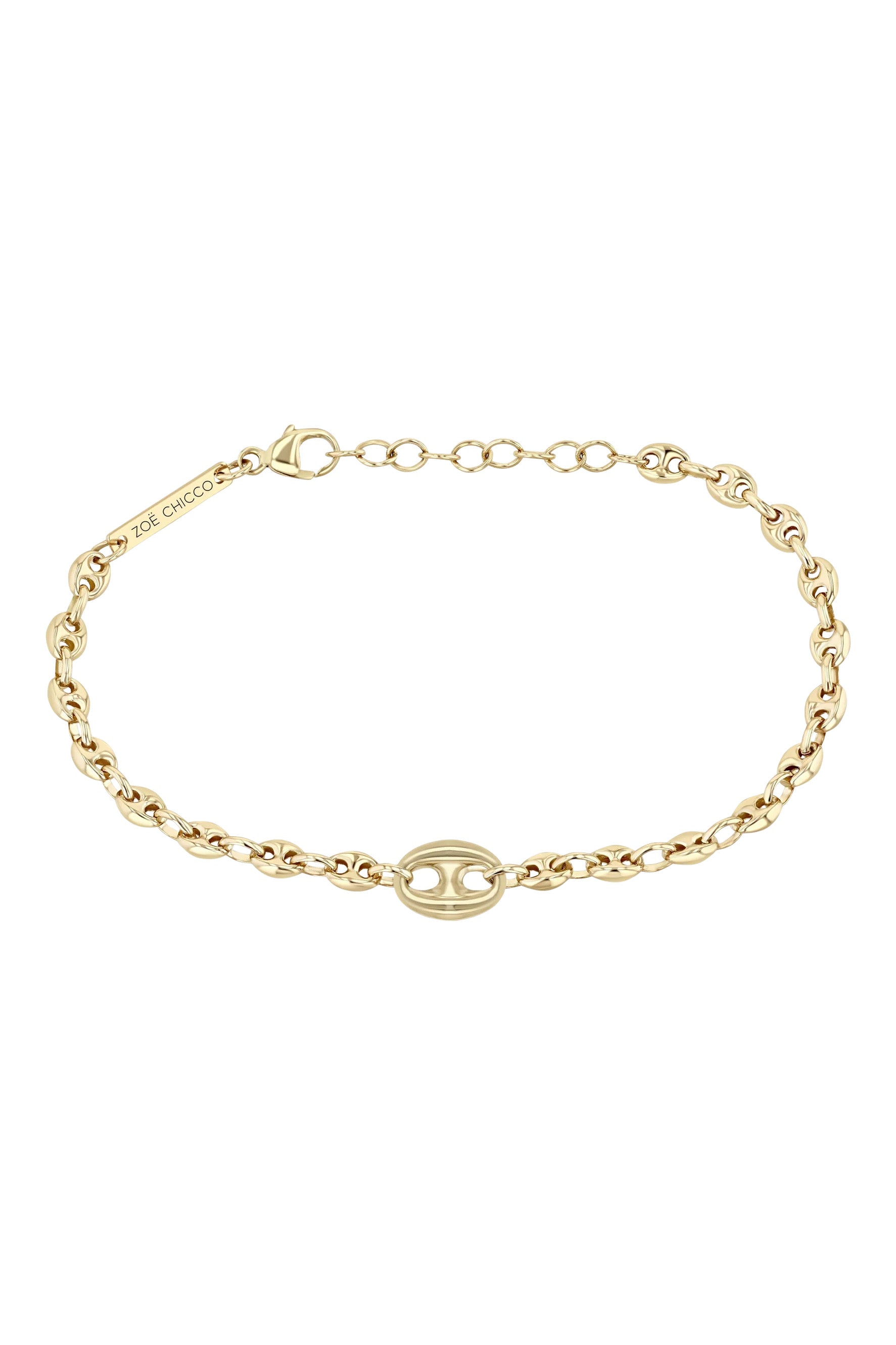 Zoe Chicco Large Link Small Mariner Chain Bracelet in Yellow Gold