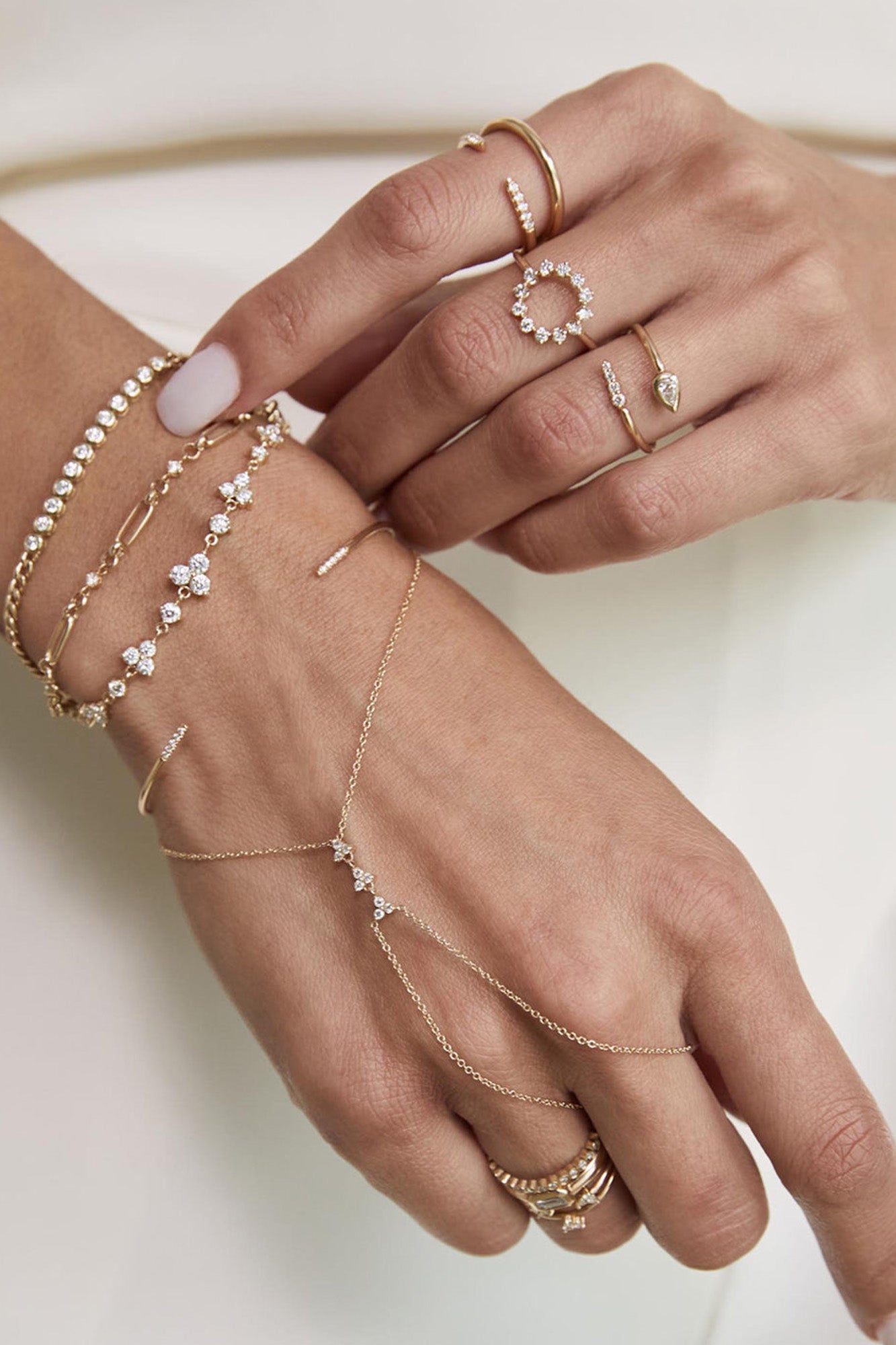 Zoe Chicco Linked Prong Diamond & Medium Paperclip Rolo Chain Bracelet in 14k Yellow Gold
