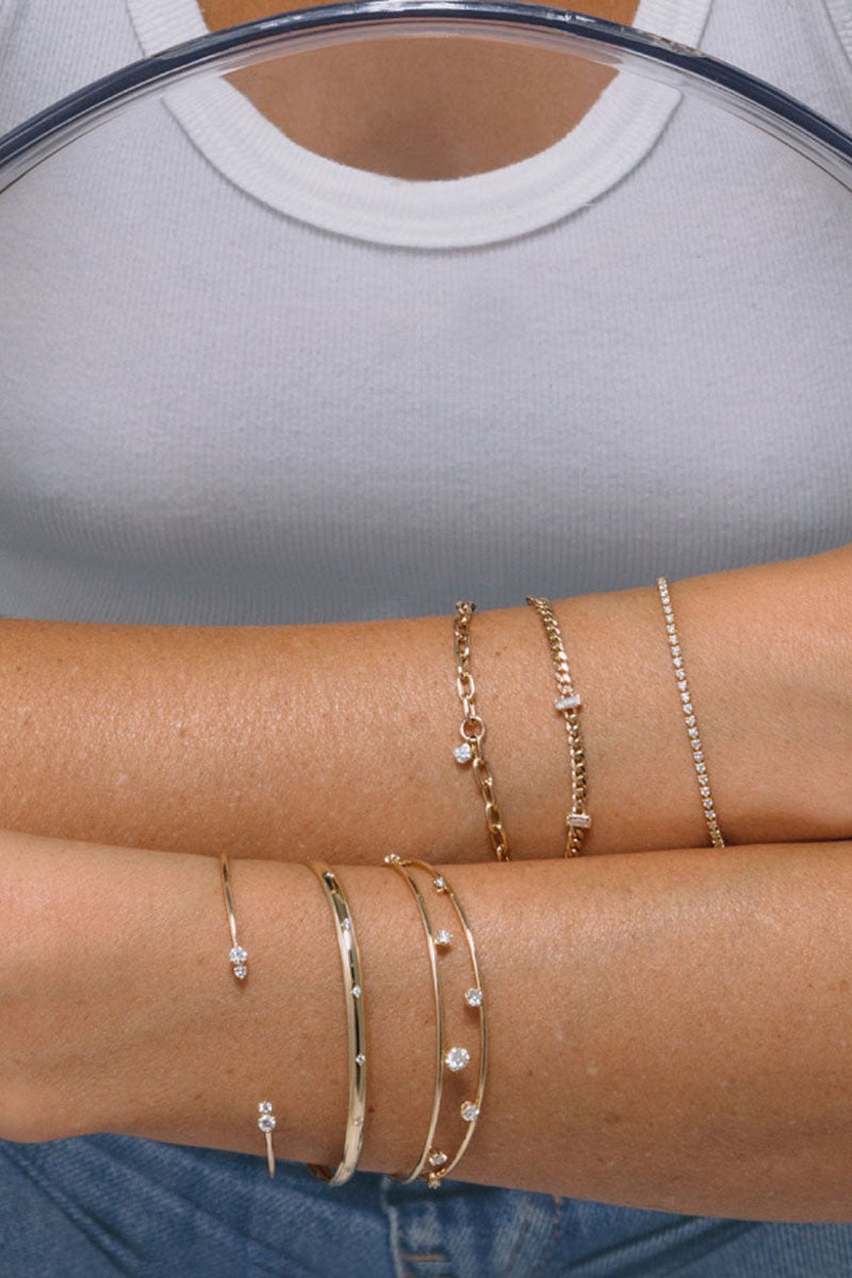 Zoe Chicco Medium Square Oval Link Dangling Diamond Bezel Bracelet in 14k Yellow Gold