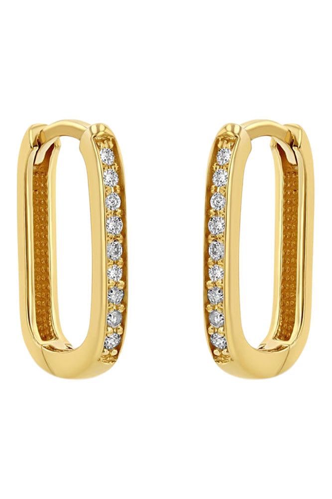 Zoe Chicco 14k Pavé Diamond Thick Medium Oval Hinge Hoops in Yellow Gold