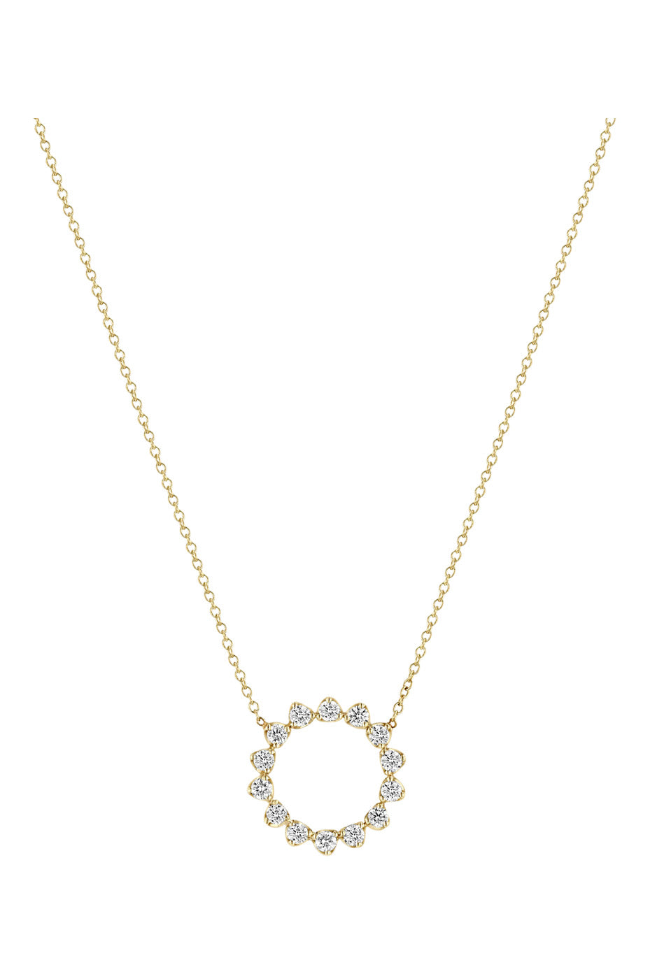 Zoe Chicco Prong Diamond Circle Necklace in 14k Yellow Gold