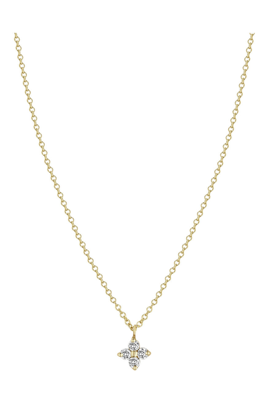 Zoe Chicco Prong Diamond Quad Necklace in 14k Yellow Gold
