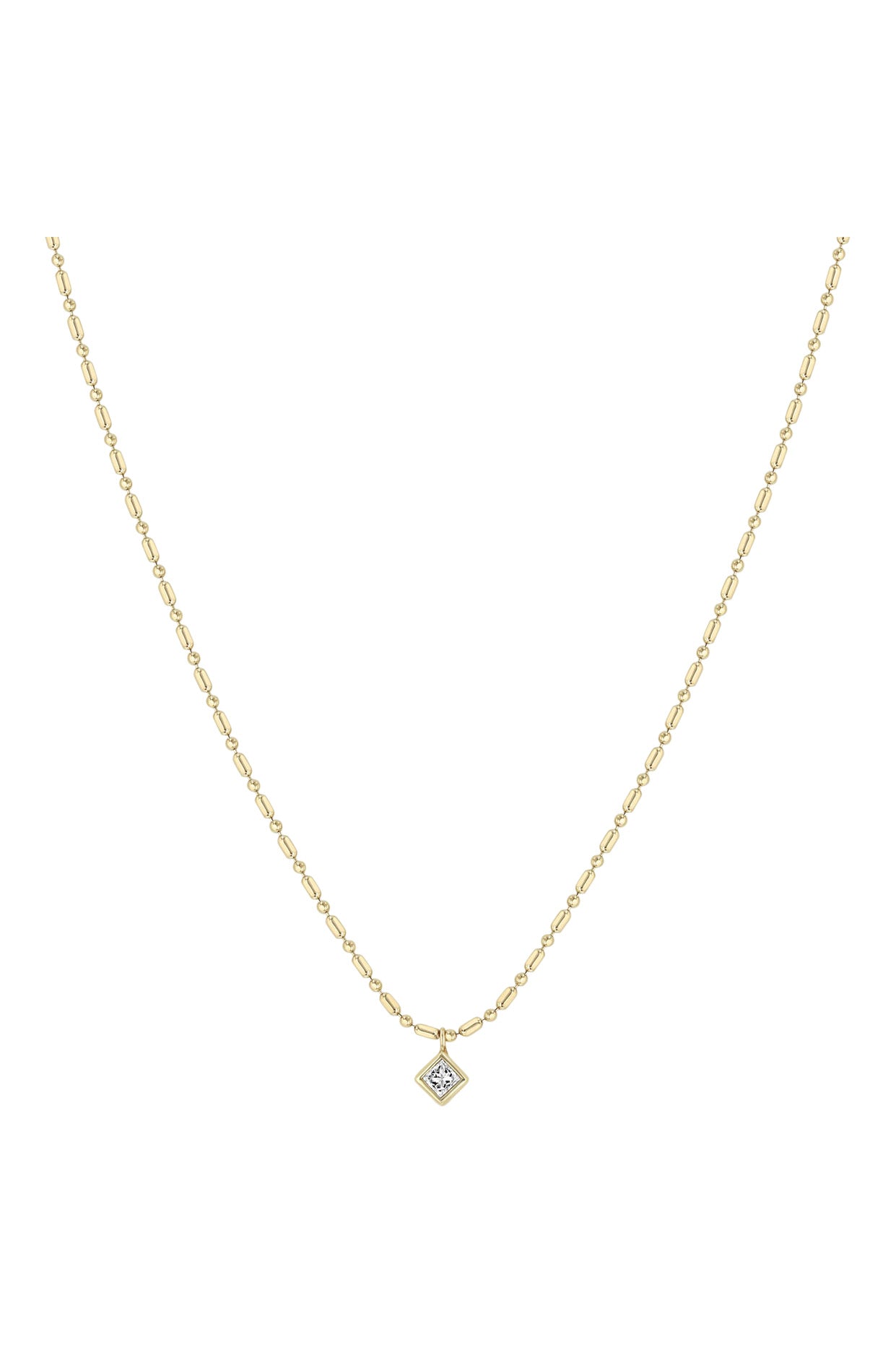 Zoe Chicco 14k Princess Diamond Tube Bar Chain Necklace in Yellow Gold