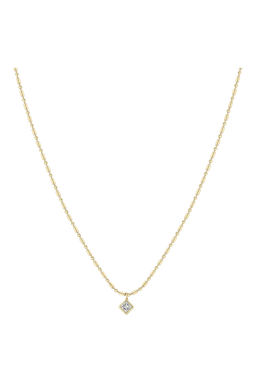 Zoe Chicco Princess Diamond Tube Bar Chain Necklace in 14k Yellow Gold
