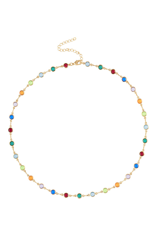 Alexa Leigh Multicolor Station Necklace in Yellow Gold