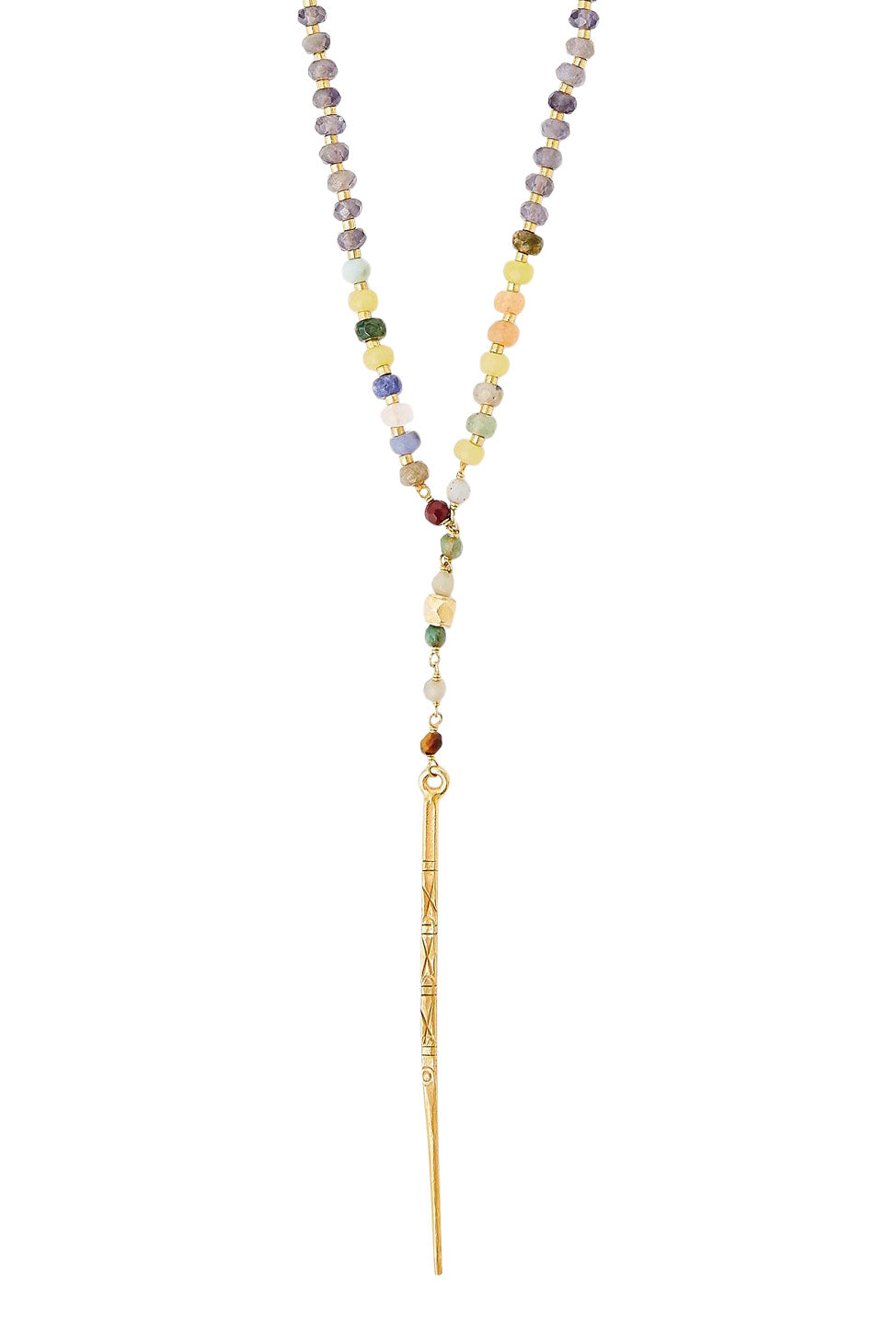 Chan Luu Beaded Dagger Necklace in Yellow Gold