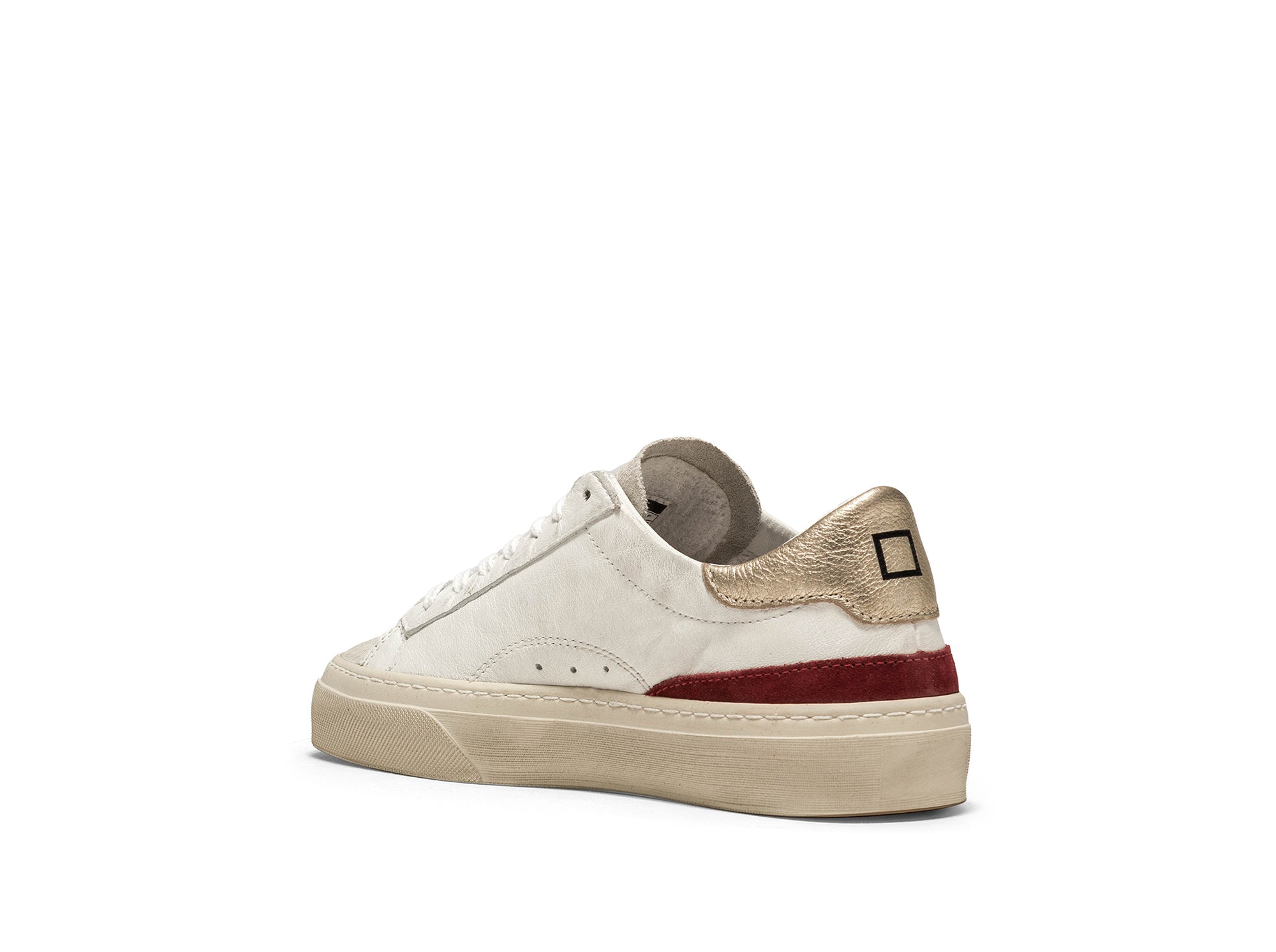 D.A.T.E. Sonica Vintage Calf Sneaker in White-Platinum