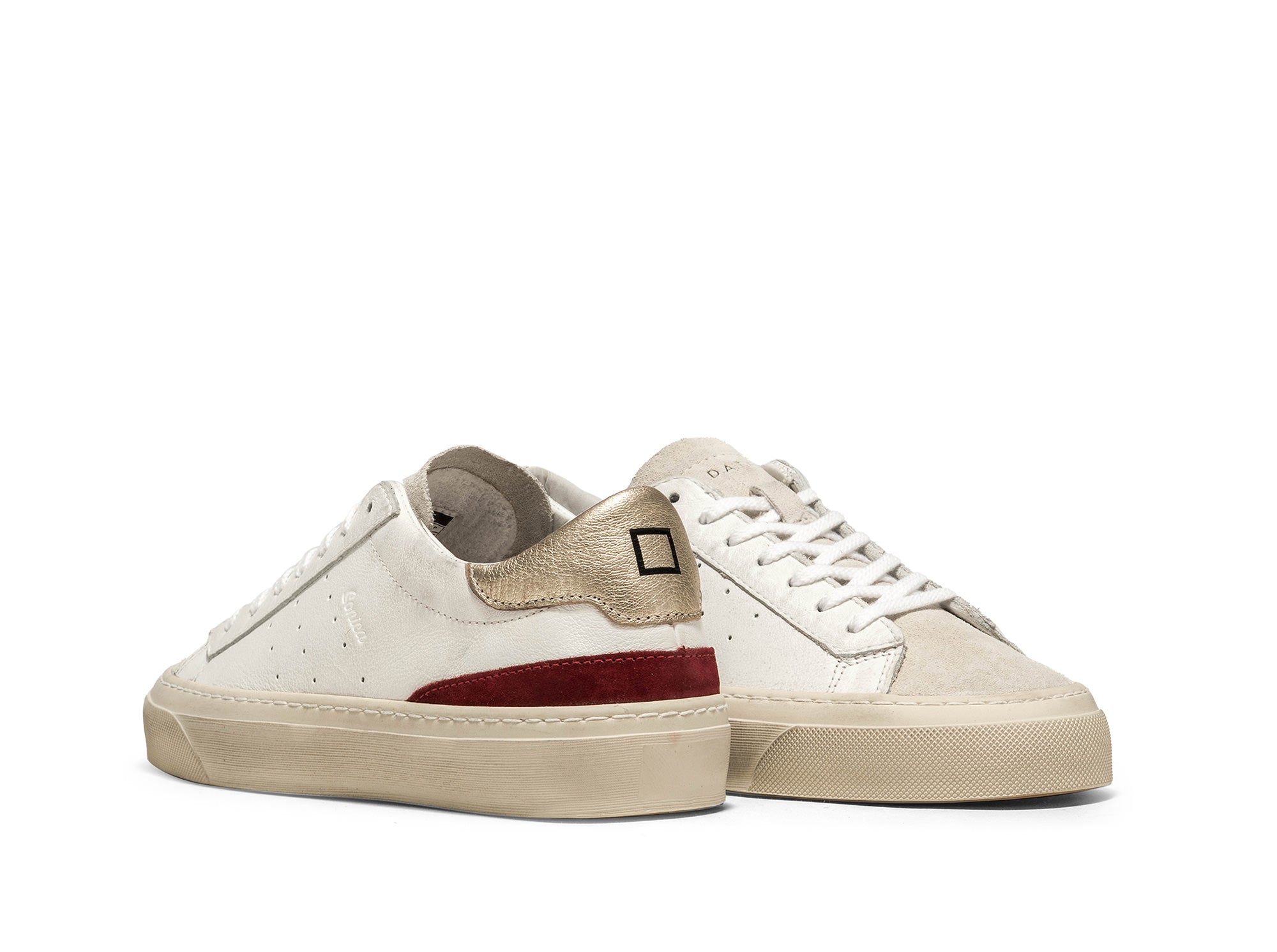 D.A.T.E. Sonica Vintage Calf Sneaker in White-Platinum