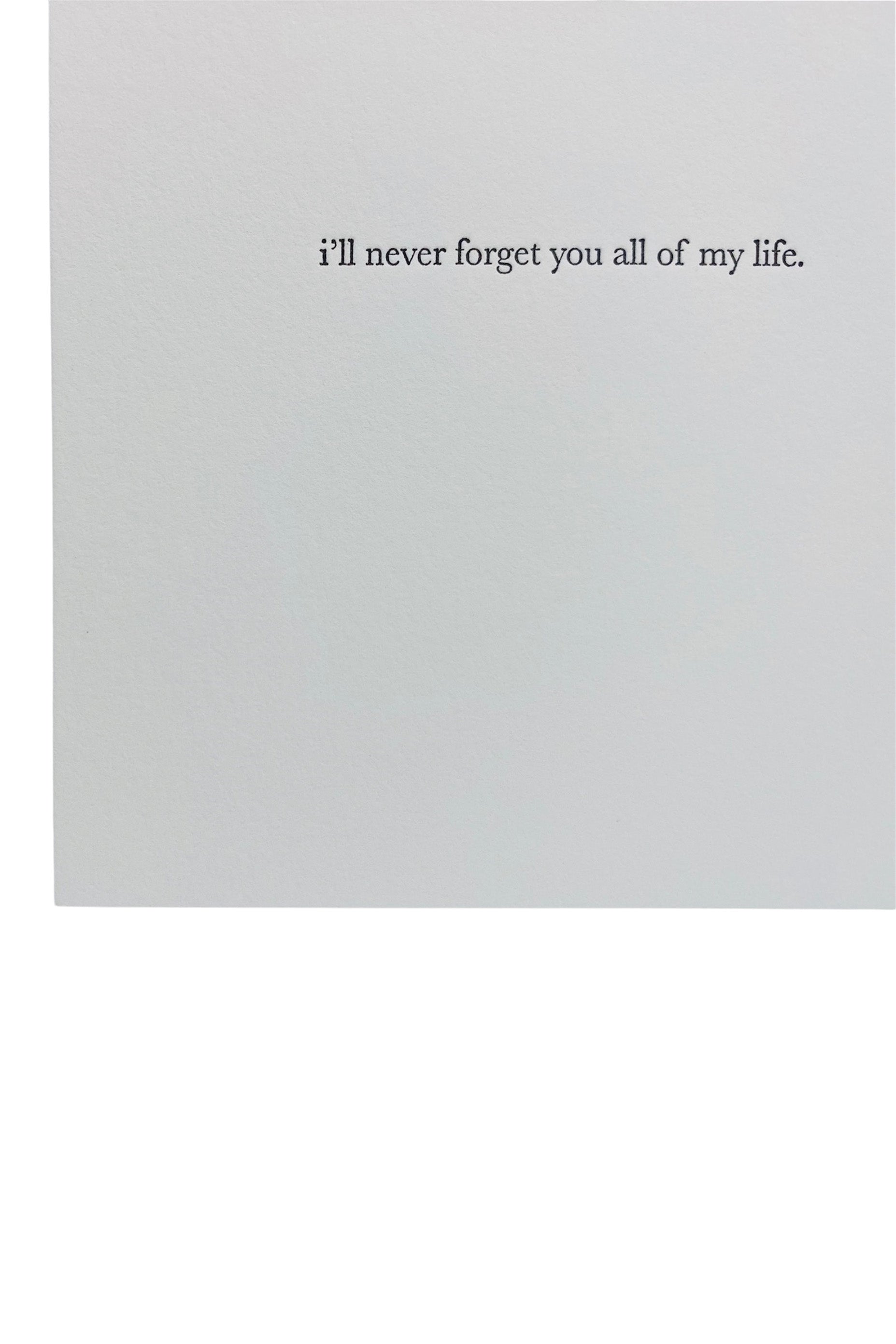 HomArt I'll Never Forget You Al of my Life Greeting Card