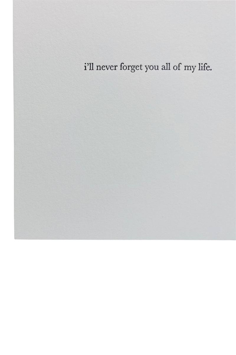 HomArt I'll Never Forget You Al of my Life Greeting Card