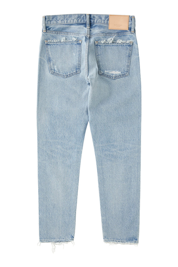 Moussy Denim May Tapered Mid Rise Jeans in Light Blue