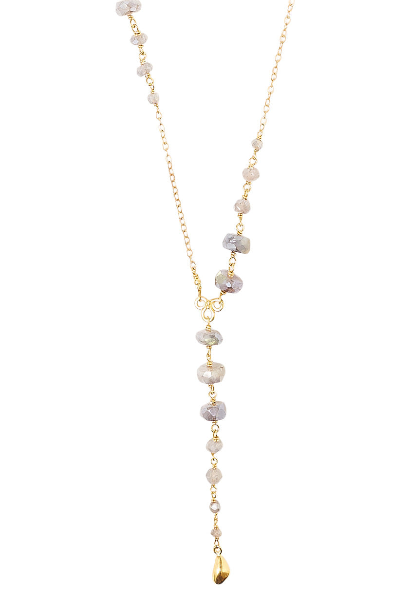 Chan Luu Lariat Beaded Necklace in Yellow Gold