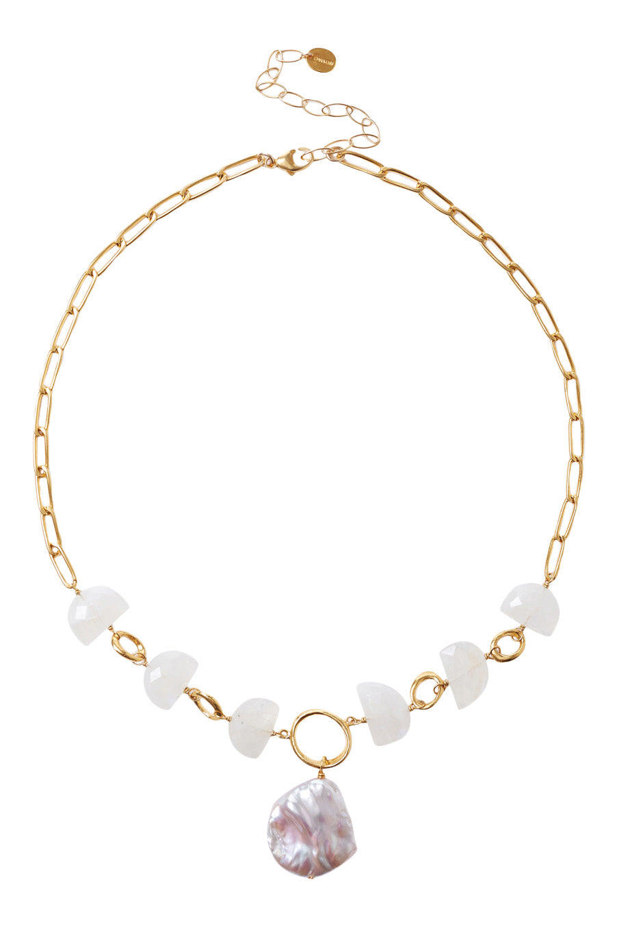 Chan Luu Pearl Luna Necklace in Yellow Gold