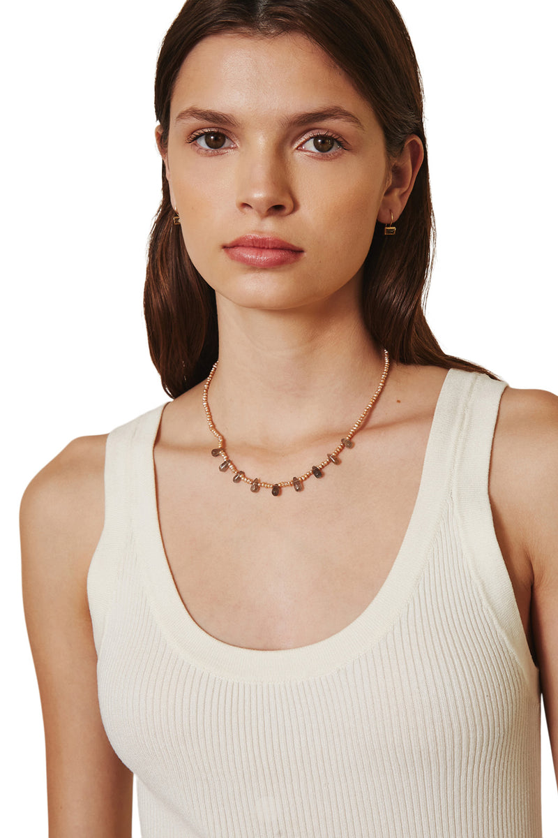 Chan Luu Champagne Pearl and Labradorite Dewdrop Necklace