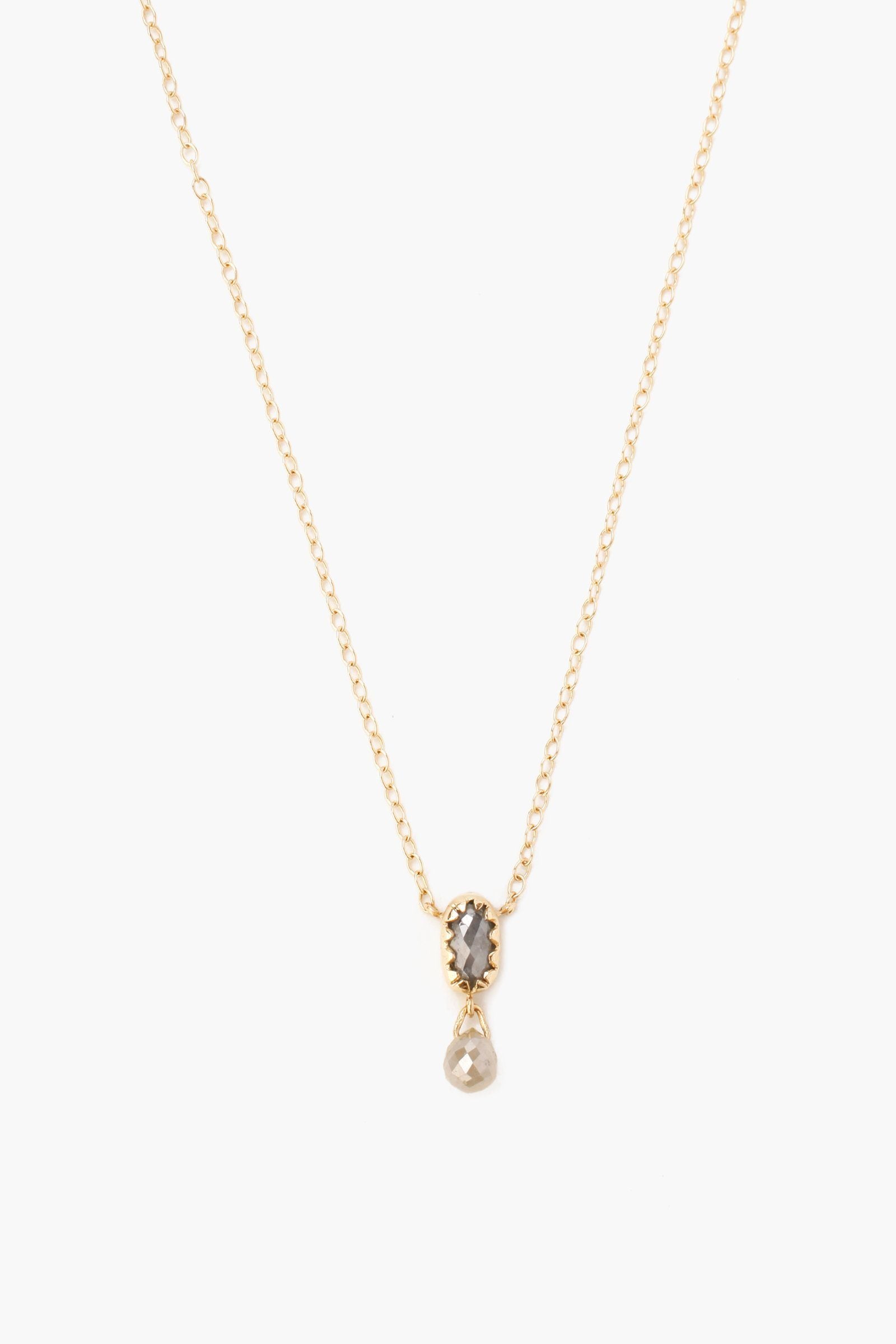 Chan Luu Serrated Bezel Diamond Necklace in Gold
