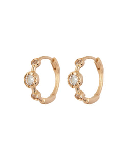 Apres Jewelry Pave Luna Huggies in 14kt Yellow Gold