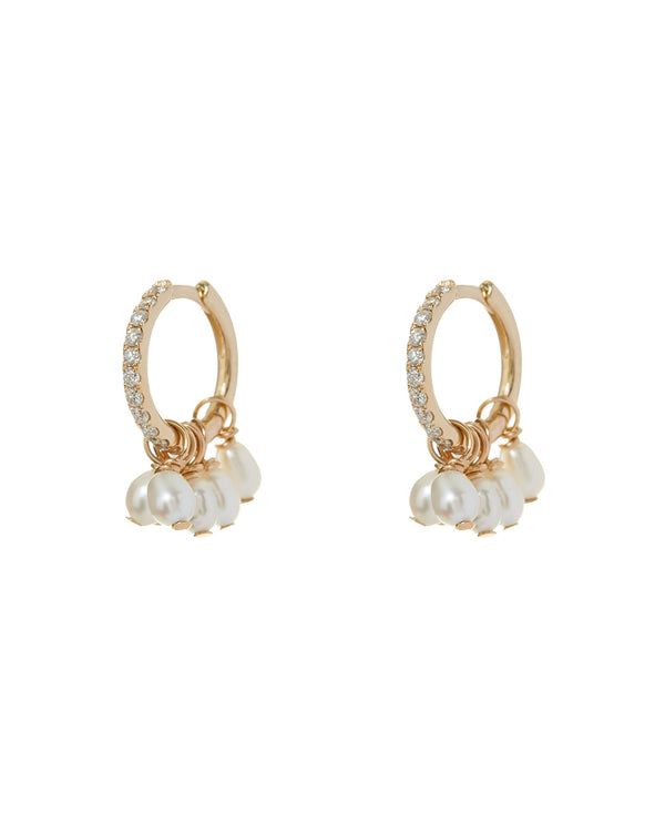 Apres Jewelry Pearl Cluster Huggies in 14kt Yellow Gold