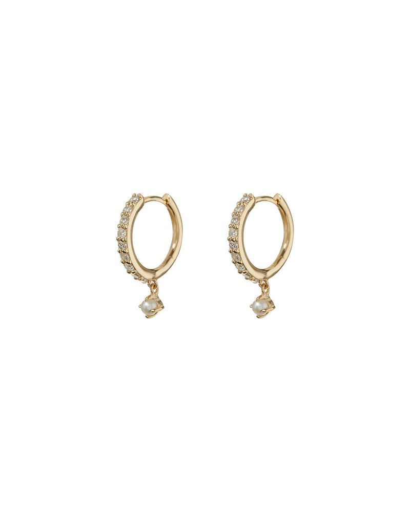 Apres Jewelry Petite Pearl Huggies in 14kt Yellow Gold