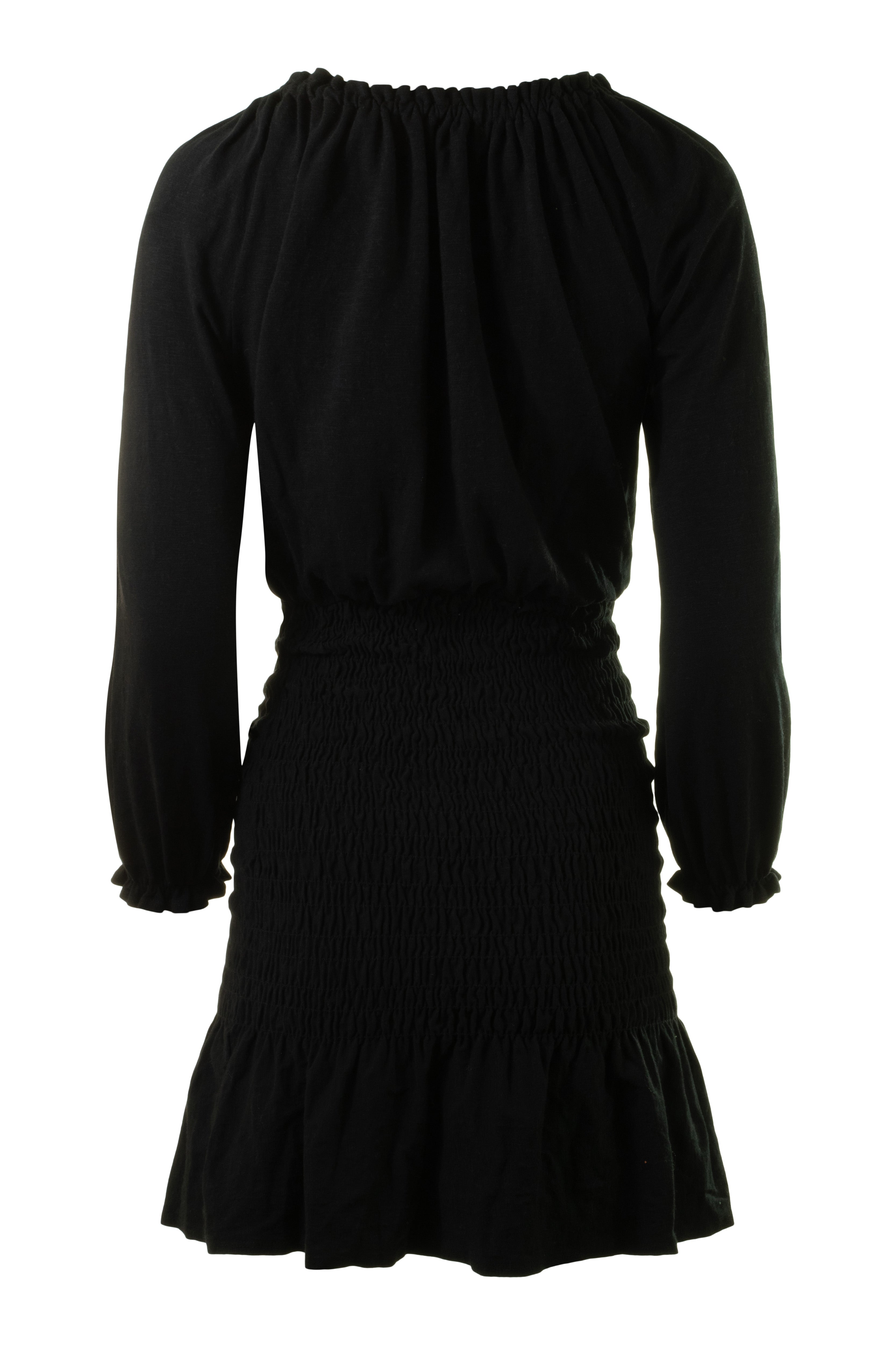 Sundry Smocked Dress with Ruffles in Black