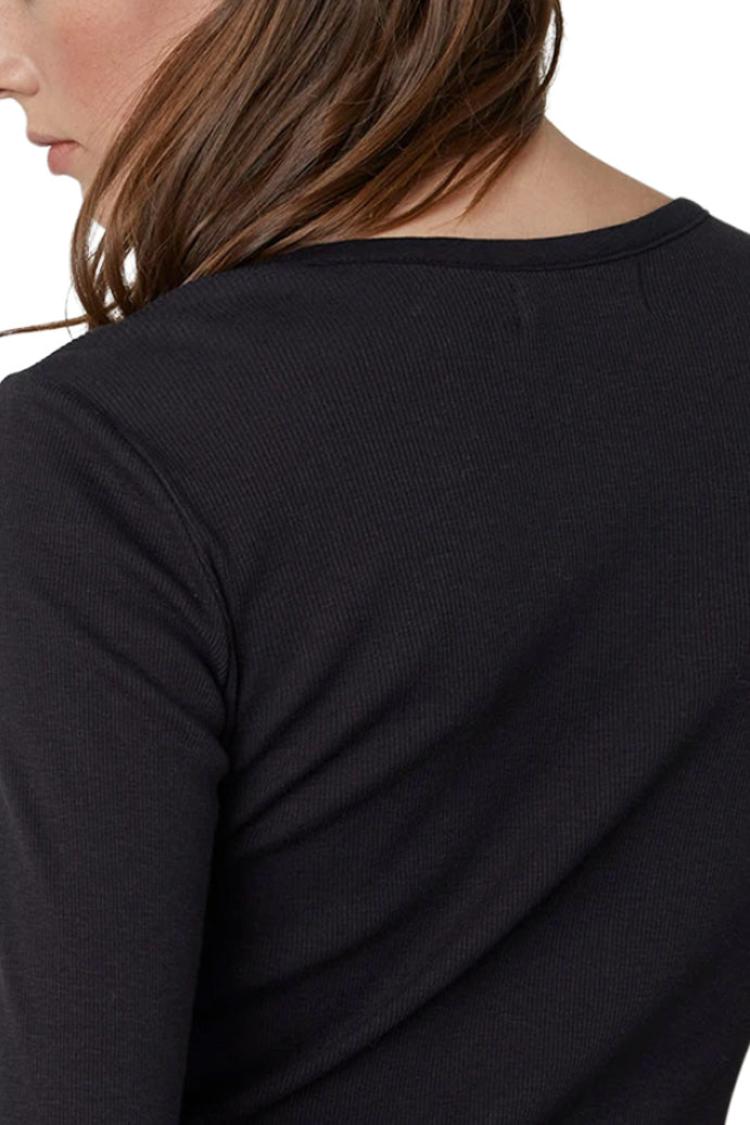 Velvet Bayler Cotton Fitted Crewneck T-shirt in Black