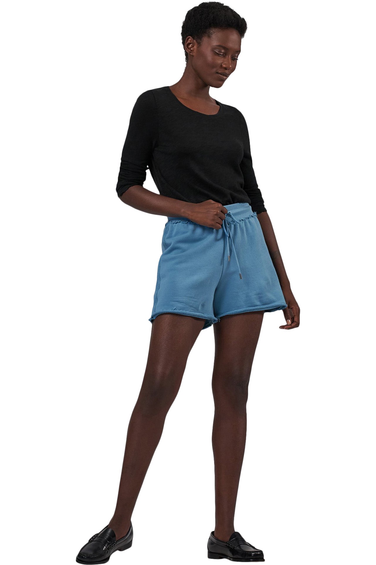ATM French Terry Pull-on Shorts in Ocean
